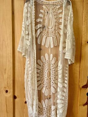 White Lace Sheer Kimono
